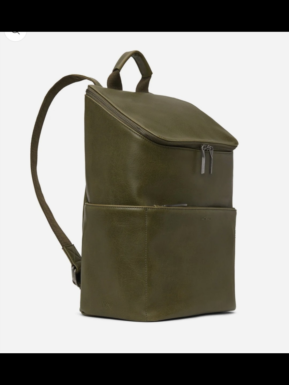 Matt & Nat Olive Vegan Leather Backpack with Front Pocket Vegan Unisex - Picture 2 of 16